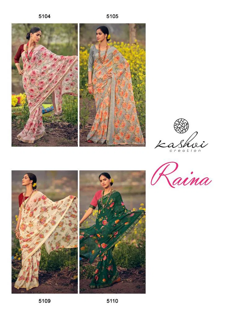 Kashvi Raina Georgette Ethnic Wear Designer Printed Saree Collection
